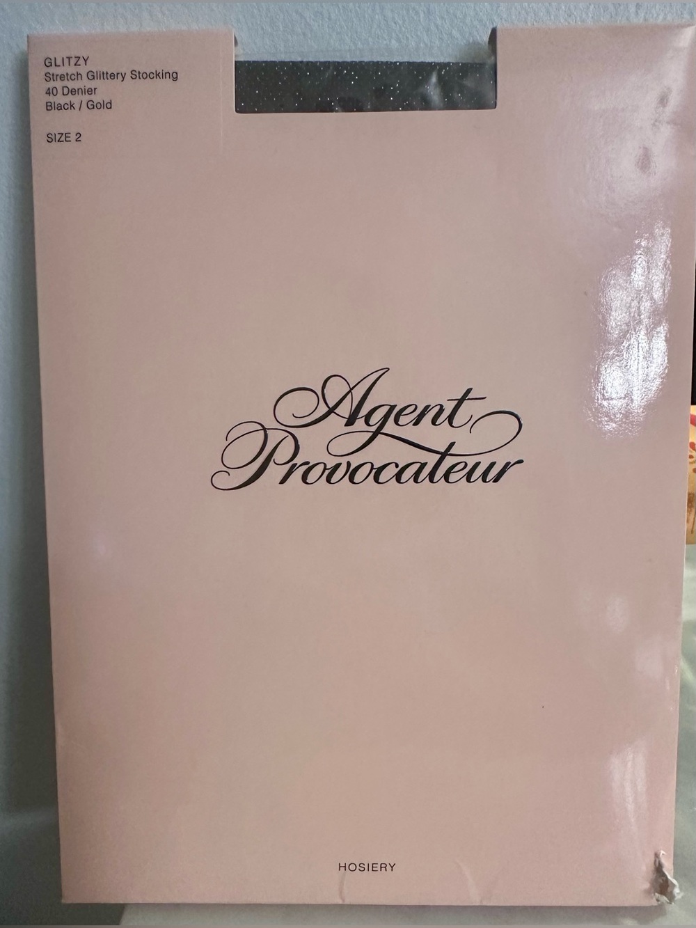 BNWT Agent Provocateur Glitzy Black & Gold  Stockings, 40 Denier, Size 2, $75!